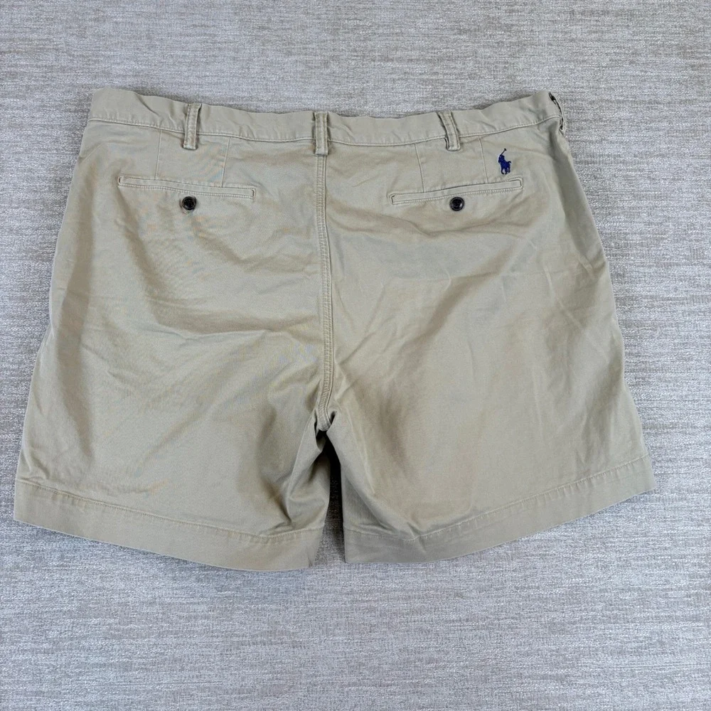 Polo Ralph Lauren Stretch Straight Fit Khaki Shorts Mens 42 Tan Chino EUC Preppy